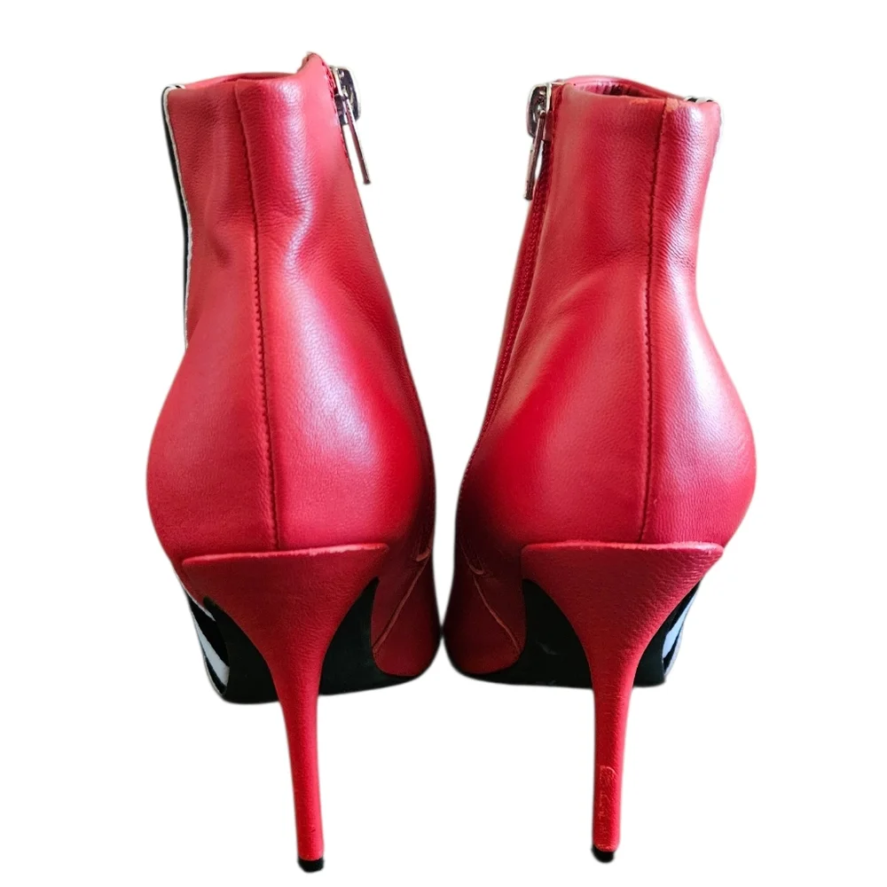 Steve Madden Women's Knock Red Leather Stiletto Ankle Bootie Size 8
